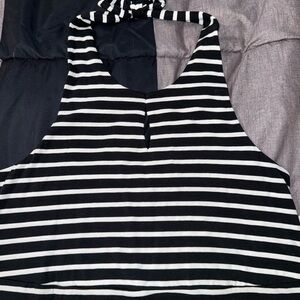 Lands' End Black and White Striped Maxi Dress